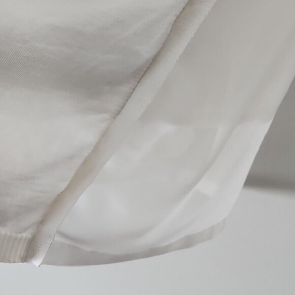 LAFAYETTE 148 | Cotton Cardigan Silk Panel Ivory Cream Sz MEDIUM - Picture 4 of 6